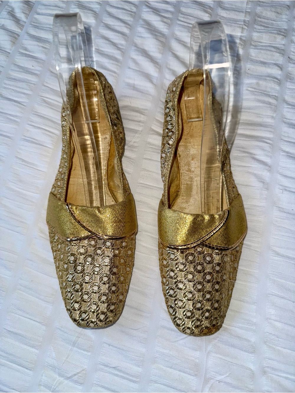 Bertlyn New York Gold Metallic Womens Slip-On Loafers Size 9 VTG !